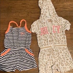 Two juicy couture terry cloth cover up rompers